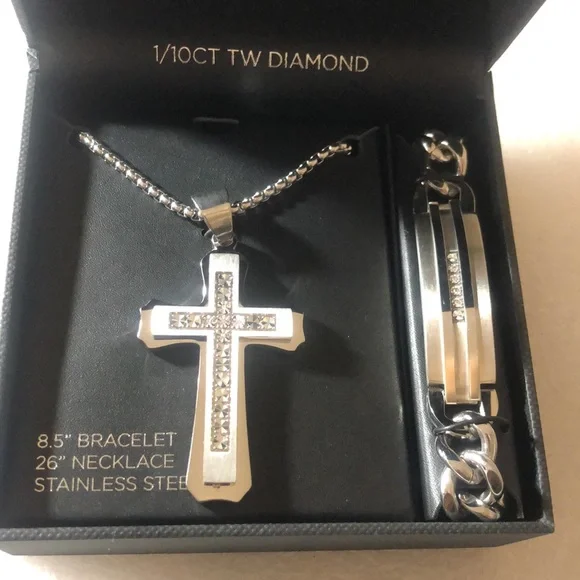 American exchange premium Diamond -men’s bracelet & Necklace - Picture 2 of 15